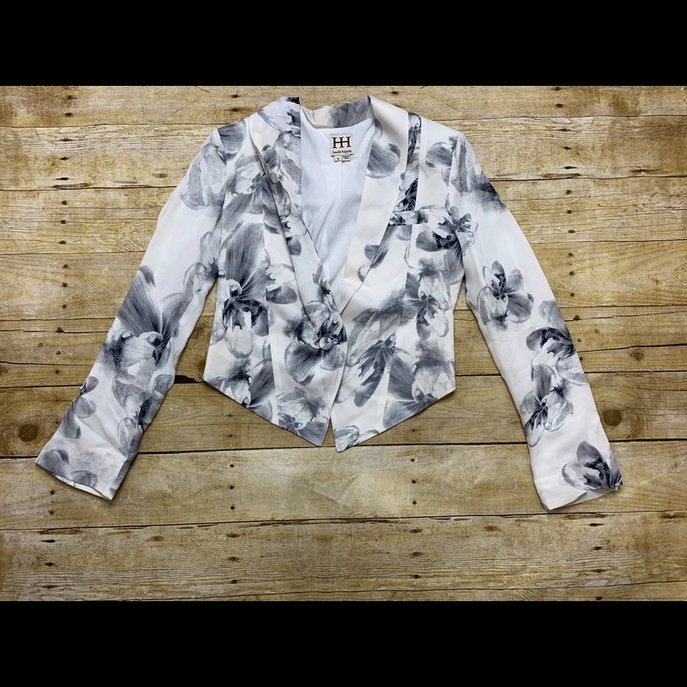 Haute Hippie floral silk crop blazer